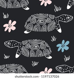 Abstract vector print with turtle