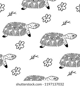 Abstract vector print with turtle