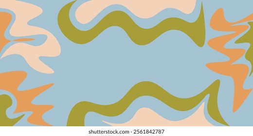 Abstract vector processed with soft green, orange, peach and light blue colors, creating a dynamic and modern atmosphere