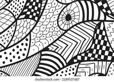Resumen del fondo del doodle de dibujo psicodélico vectorial.