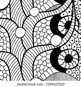 Abstract vector psychedelic sketch doodle background.
