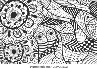 Resumen del fondo del doodle de dibujo psicodélico vectorial.