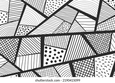 Abstract vector psychedelic sketch doodle background.