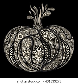 Abstract vector pumpkin patterns on black background for Halloween