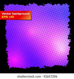Abstract vector purple background. Grungy black frame edges.