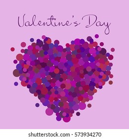 Abstract vector purple card with hearts on Valentine's Day