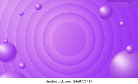 Abstract vector purple circles template background with floating balls