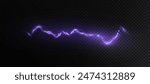 Abstract vector purple lightning on black background. Blitz Lightning Thunder Light Sparks Storm Flash Thunderstorm. Strength Energy charge Thunder. Vector	
