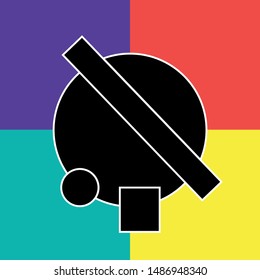 Abstract vector with purple, red, turquoise, yellow and black color