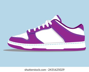 abstract vector purple shoes, animated style, cartoon style with high quality.