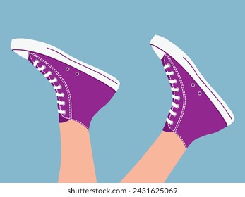 abstract vector purple shoes, animated style, cartoon style with high quality.