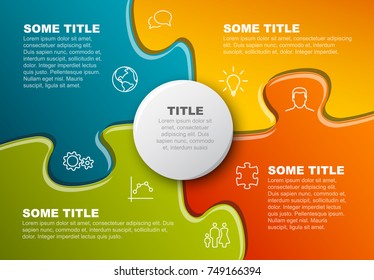 Abstract vector puzzle / solution schema template with 5 sections