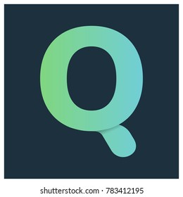 Abstract vector Q alphabet letter with gradient and shadow effect.
