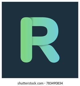 Abstract vector R alphabet letter with gradient and shadow effect