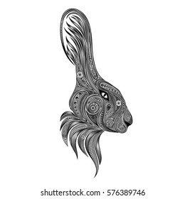 Abstract vector rabbit out beautiful patterns