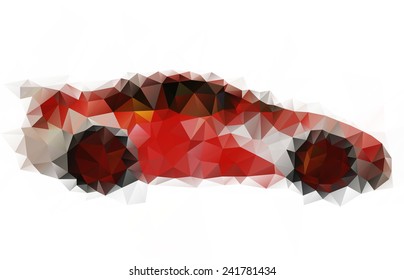 Abstract vector racing car created from triangles