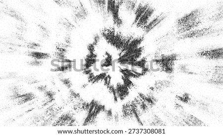 Abstract vector radial explosion texture. Monochrome noisy grunge background