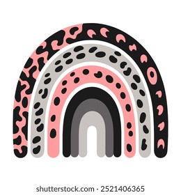 Abstract vector rainbow with animal print patterns on white background
