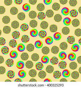 abstract vector rainbow colored circles seamless pattern