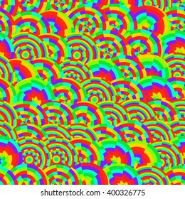 abstract vector rainbow colored circles seamless pattern