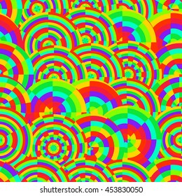 abstract vector rainbow colored circles seamless pattern