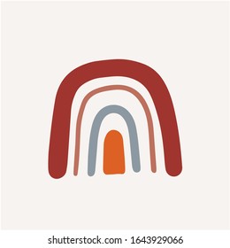 Abstract vector rainbow hand drawn digital graphics. Trendy rainbow in minimalist scandinavian style. Modern baby, kid illustrations. Colorful different shapes, contemporary design