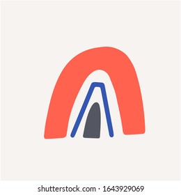 Abstract vector rainbow hand drawn digital graphics. Trendy rainbow in minimalist scandinavian style. Modern baby, kid illustrations. Colorful different shapes, contemporary design