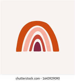 Abstract vector rainbow hand drawn digital graphics. Trendy rainbow in minimalist scandinavian style. Modern baby, kid illustrations. Colorful different shapes, contemporary design