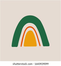 Abstract vector rainbow hand drawn digital graphics. Trendy rainbow in minimalist scandinavian style. Modern baby, kid illustrations. Colorful different shapes, contemporary design
