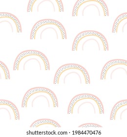 Abstract vector rainbow. Hand drawn rainbows in minimalist scandinavian style. Modern baby, kid illustrations. Vector illustration.