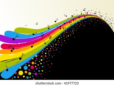 abstract vector of rainbow and note