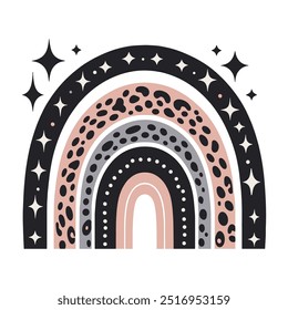 Abstract vector rainbow with stars celestial illustration on a white background