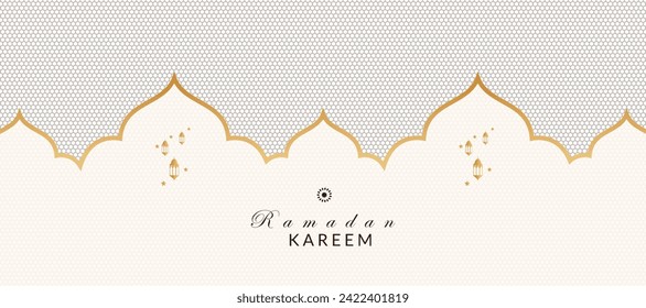 Abstrakter Vektorramadan Kareem Banner. Arabischer Hintergrund mit nahtlosem Muster.