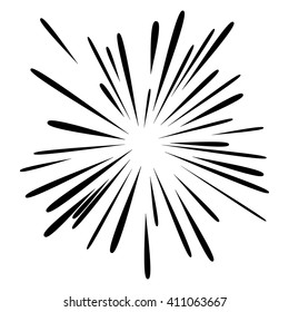 Abstract vector rays on white background. Explosive illustration with dynamic shapes. Monochrome wallpaper with sparkle. Holiday firework with text template. Dynamite burst. Dynamic blast elements.