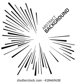 Abstract vector rays on white background. Explosive illustration with dynamic shapes. Monochrome wallpaper with sparkle. Holiday firework with text template. Dynamite burst. Dynamic blast elements.