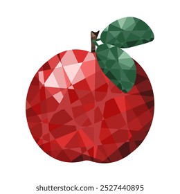 Abstract vector red apple from triangle shapes. Low poly art apple isolated transparent background. Apple in modular origami technique. Vector illustration can used t-shirt print, textile fabric print