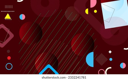 Abstract vector red background with geometric shapes and elements.