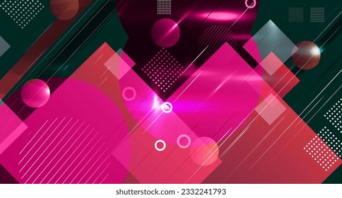 Abstract vector red background with geometric shapes and elements.