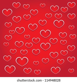 abstract vector red background with glossy heart.