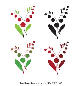 abstract vector of red berries on a white background / red berries