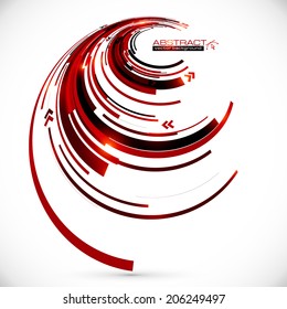 Abstract vector red and black spiral circles background