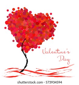 Abstract vector red card with hearts on Valentine's Day