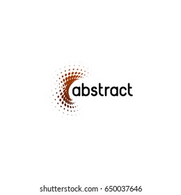 Abstract vector red color logo template, dotted shapes. Logotype template technology.