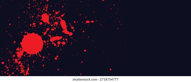 Abstrakter Vektor roter Farbe Schmutzspritzer auf schwarzer Farbe Hintergrund Design. Illustration, Vektordesign.