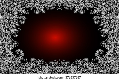 Abstract vector red frame with curling figured ornaments