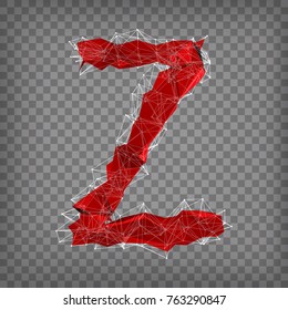 abstract vector red modern triangular emblem of type Z on a chequered background