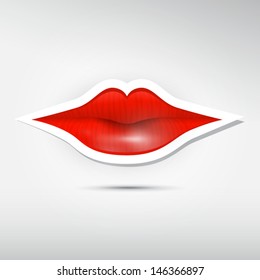 Abstract vector red mouth on grey background