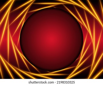 Abstract vector red neon background illustration with round swirl lines for design 
