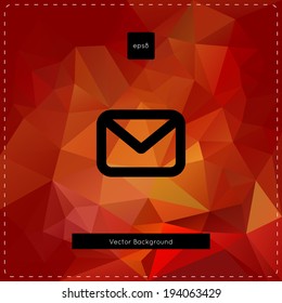 Abstract vector red polygonal background. With email icon.
