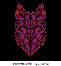 Abstract Vector Red Purple Wolf